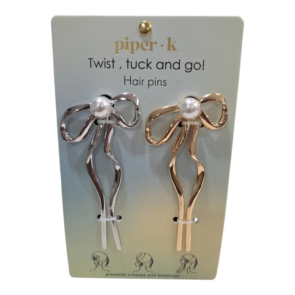💛▪️Piper K▪️ Silver and Gold Hair Twist Tuck And Go Set Of 2  Pins